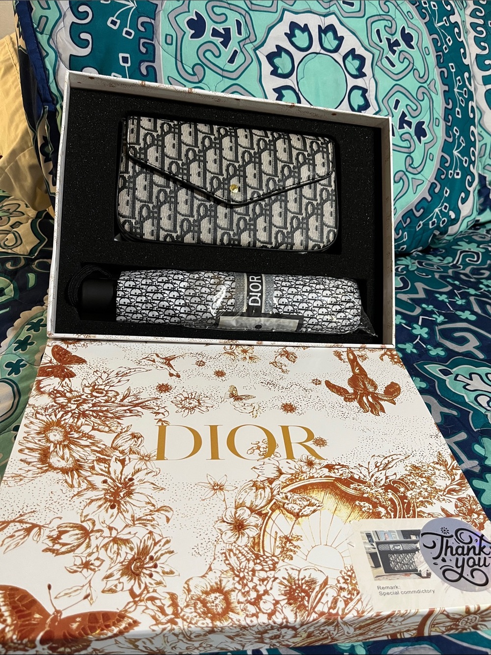 Dior Black and White Logo Envelope Wallet Set